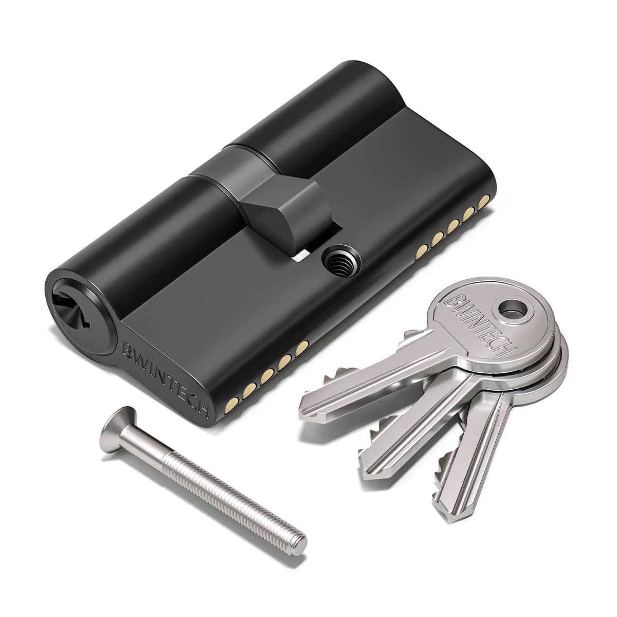 Bwintech 80mm(40/40) Black Euro Cylinder Lock,Door Barrel Lock,Key/Key with 3 Standard Keys,Anti-Pick,Anti-Bump,Anti Drill,High Security for UPVC,Wooden,Composite Doors
