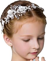 IYOU Princess White Flower Headpiece Pearl Crystal Bridal Wedding Hair view 1