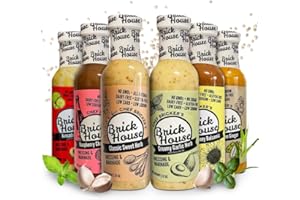 Brick House 6-Flavor Low Sodium Salad Dressing Bundle - Creamy Garlic, Classic Sweet Herb, Raspberry Champagne, Avocado Lime, Sesame Ginger & Sunny Honey Balsamic Vinaigrette Dressing, Gluten-Free