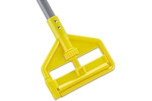 Rubbermaid Commercial Invader Side Gate Wet Mop Fiberglass Handle with Large Yellow Plastic Head, 60-Inch Length, Gray (FGH14
