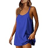 Caracilia Womens Summer Athletic Mini Dress Casual Sleeveless Built in Shapewear Romper Short Sundress Tennis Workout Outfits