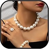 Pearl Jewelry Set for Women Pearl Necklace and Earring Set Bridal Jewelry Set for Wedding Elegant Pearl Jewelry