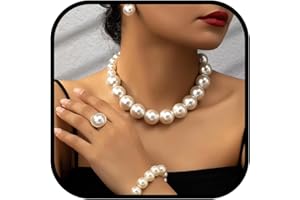 NOVEARRING Pearl Jewelry Set for Women Pearl Necklace and Earring Set Bridal Jewelry Set for Wedding Elegant Pearl Jewelry