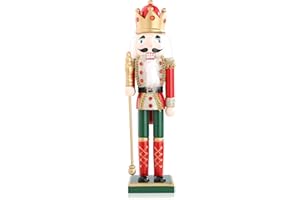 Ovewios Nutcracker Christmas Decor, 15 Inch Wooden Soldier Figurines, Festive Christmas Nutcrackers Gifts Winter Indoor Table Desktop Fireplace Decorations