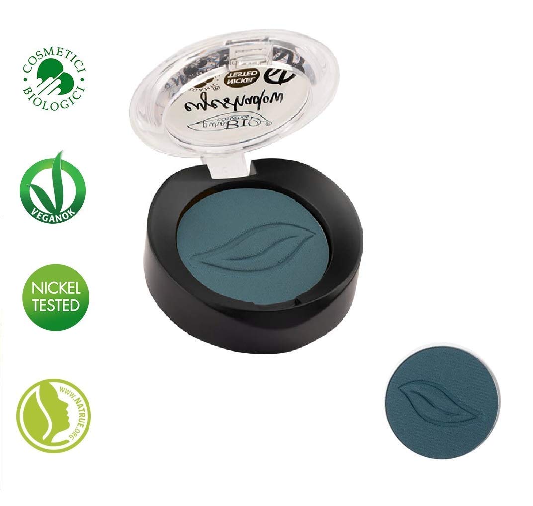 PuroBIO Certified Organic Highly-Pigmented and Long-Lasting Eyeshadow - no. 08 Matte Forest Green - with Vitamins and Plant Oils.VEGAN.ORGANIC.MADE IN ITALY.