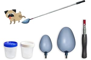 QMARK Telescopic Urine Collector, Reusable Dog Urine Sample Catcher, Cat Pee Stick for Veterinary Supplies. with 2 Spoons and 2 Collection Cups