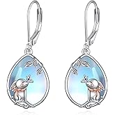 Moonstone/Turquoise/Amber/Phoenix Teardrop Earrings Sterling Silver Dangle Drop Jewelry Gifts for Women