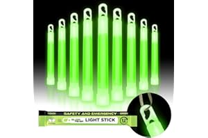 Glow Fever Emergency Safety Military Grade Glow Sticks, 10pcs, 6'' Ultra Bright Glow Sticks with 12 Hours Duration. Great for Hiking, Party, Camping, Blackouts, Hurricane and Survival Kits (Green)
