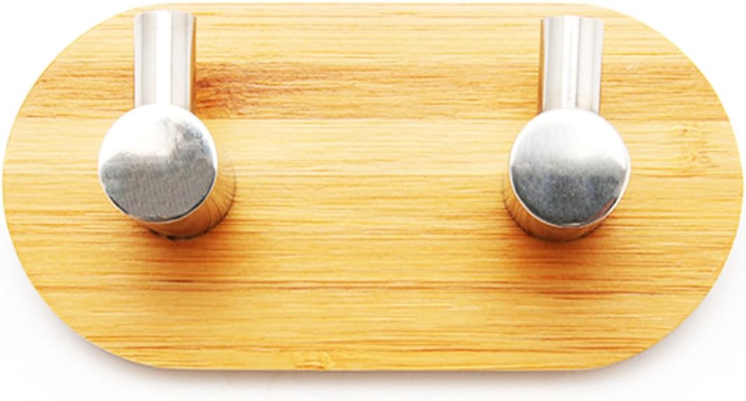 COOLIFUN Oak Leaf Heavy Duty Wood &Stainless Steel Decorative Stick Wall Hooks Adhesive Hooks Clothes Hangers for Home Kitchen Coats Hats Keys Bags (2 Hooks)
