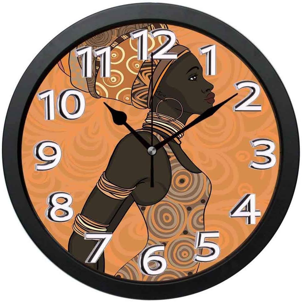 jifyasuo Reloj de Pared de 10 Pulgadas Mujer Indígena de África Mujer