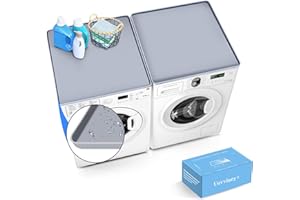 UOVVINEY 2 PCS Washer and Dryer Covers for the Top - 25.6" x 23.6" Washer and Dryer Top Protector, Non-slip Waterproof Washing Machine Cover for Laundry Kitchen Home(Gray)