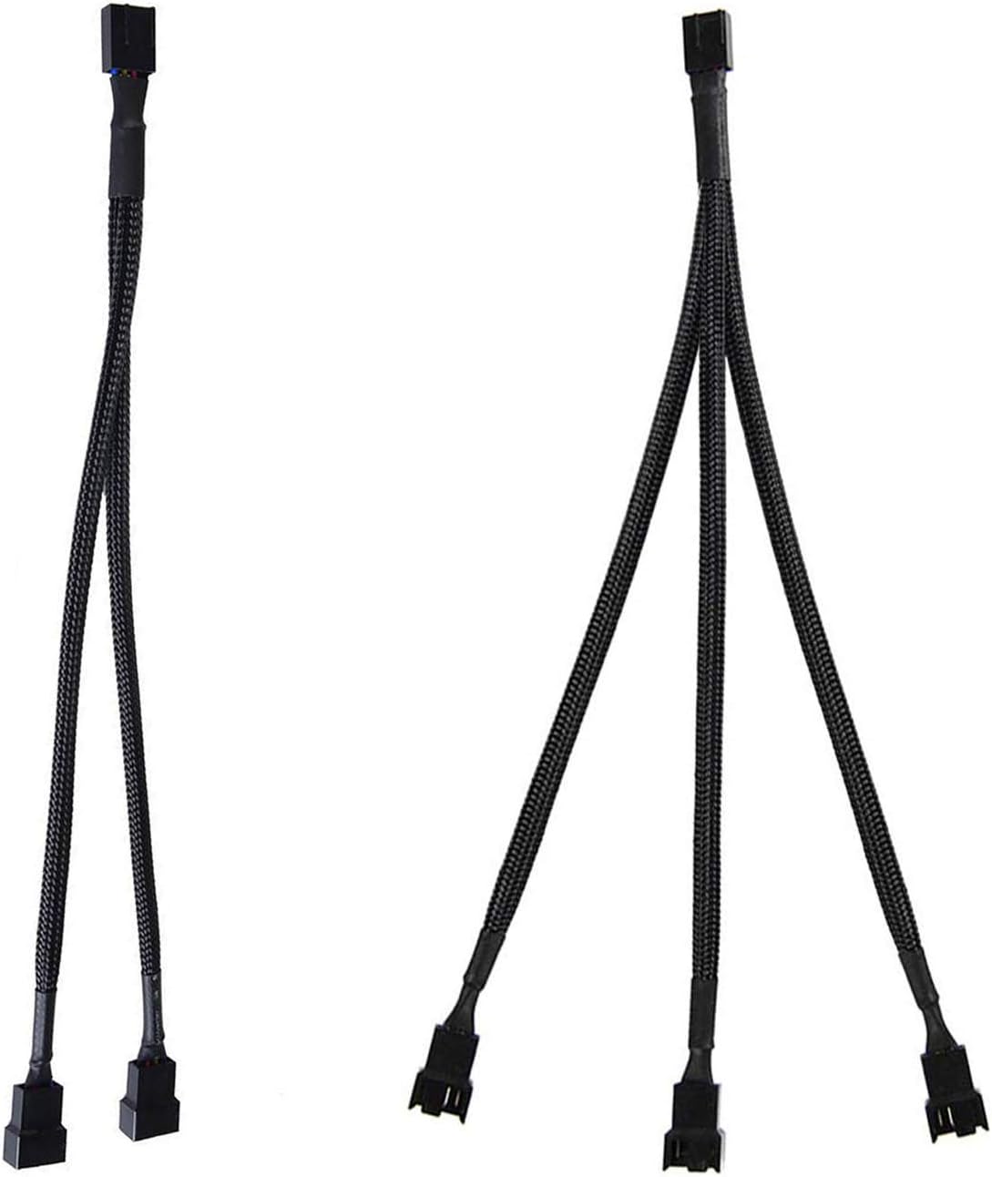 LitOrange 2 Pack 4 Pin PWM Fan Splitter Cable,Y Splitter 1 to 2 Converter + 1 to 3 Converter for Computer PC Fan Power Cable