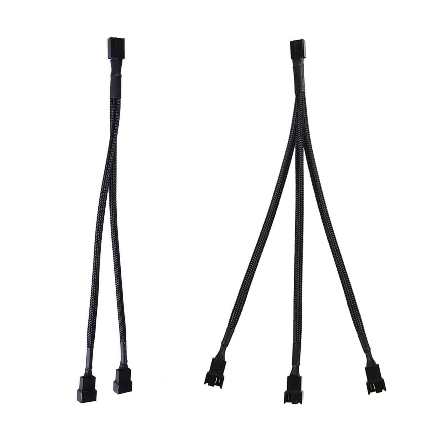 LitOrange 2 Pack 4 Pin PWM Fan Splitter Cable,Y Splitter 1 to 2 Converter + 1 to 3 Converter for Computer PC Fan Power Cable