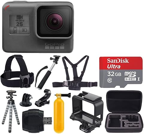 Amazon Gopro Hero5 Black Sandisk Ultra 32gb Micro Sdhc Memory Card Hard Case Chest Strap Mount Head Strap Mount Flexible Tripod Extendable Monopod Floating