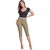Hybrid & Company Women's Butt Lift V2 Super Comfy Stretch Denim Bermuda Shorts Capri