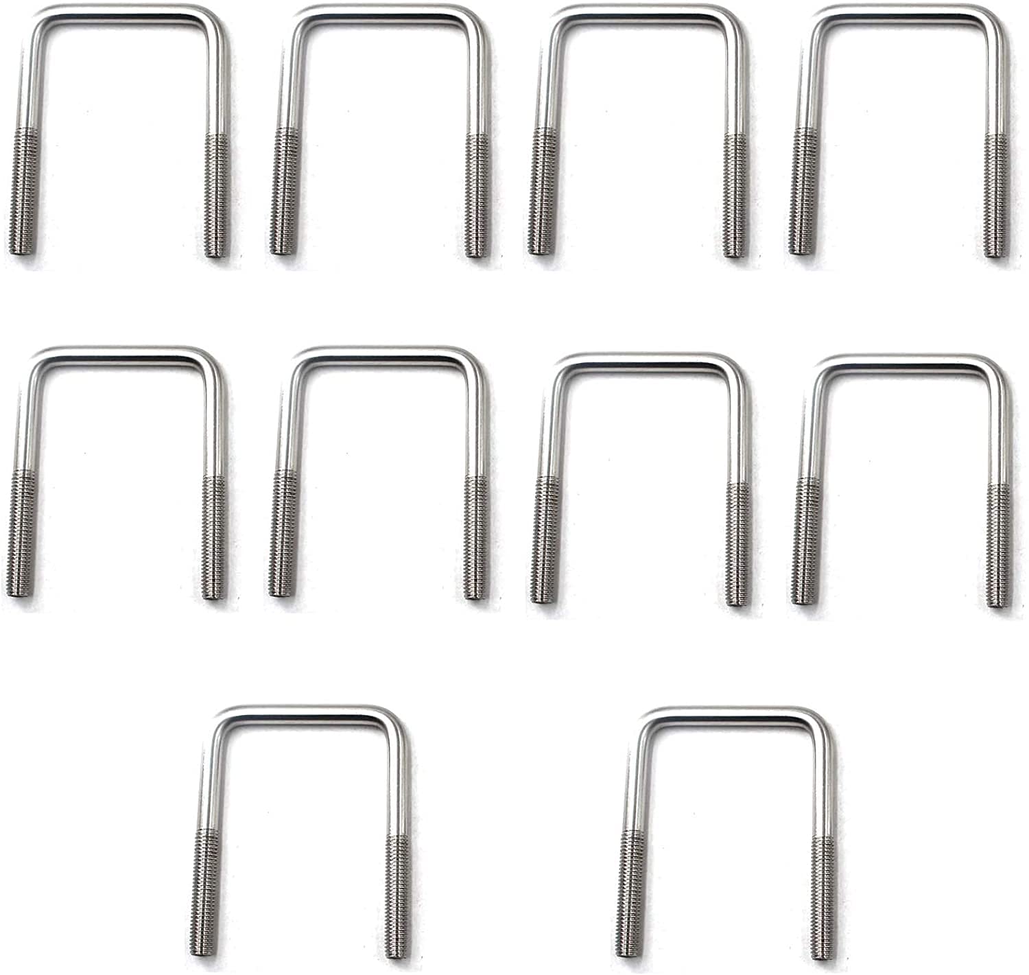 Square U-Bolts, M6 Thread U-Bolts Frame, 304 Stainless Steel U-Bolt Fastener 10pcs for Pipeline, Construction Installation and Industrial Applications (50x80 mm)