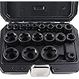 SPEEDWOX External Torque Socket Set - 19 Pcs, 1/2", "3/8", "1/4" Drive, E-Torx Plus Torque Socket Set with Storage Case