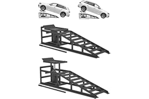 FITENLOR Hydraulic Car Ramps, 4-Position Adjustment, 5T 11000lbs Low Profile Car Lift Service Ramps Truck Trailer Garage,Height Hydraulic Vehicle Ramps, Lift Height 11.61-16.21 inches