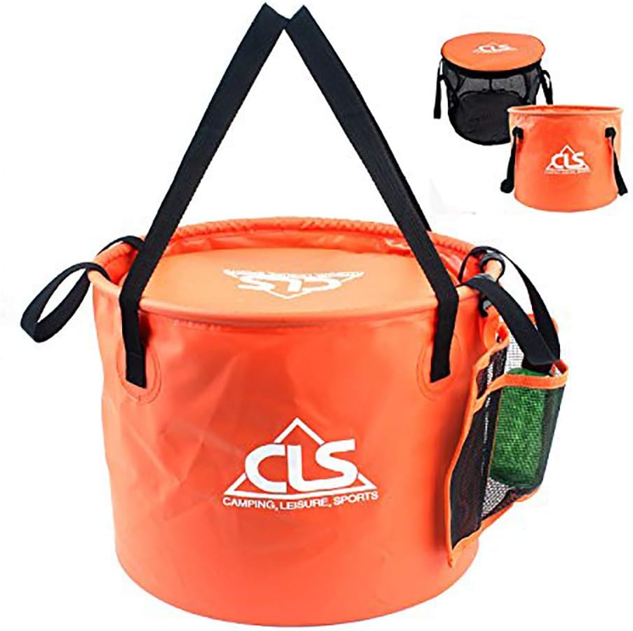 zerich 4 In 1 PVC Outdoor Folding Double Drain Basket Collapsible Bucket Foldable Camping Water Bucket Fishing Cleaning Bucket Car 8 Gallon 7834