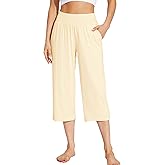 WiWi Viscose from Bamboo Soft Capri Yoga Loose Pants for Women High Waisted Comfy Pjs Capris Lounge Pajama Bottoms S-XXL