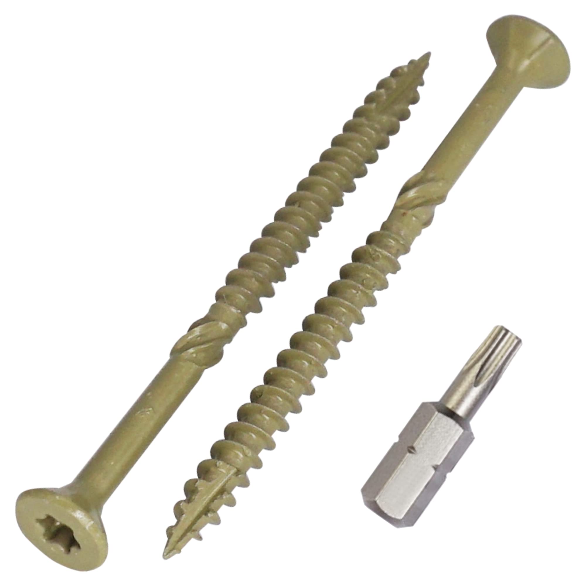 (Pack of 100 pcs) Green Anti-corrosion Finish 3.5 x 50 mm Timber Decking Screws, Wood Screws, Torx Head, Type 17, Countersunk Head, Exterior Screw (100, 3.5 x 50 mm)