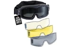 Lancer Tactical AERO Airsoft Tactical Safety Goggles ANSI Z87.1, 3mm Dual Pane Anti-Fog Lens for Hunting, Paintball, Cycling