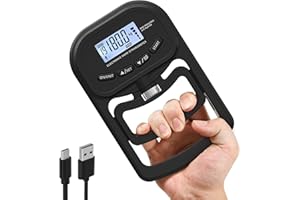 inaepeak 396lbs / 180kg Grip Strength Trainer, Rechargeable Electronic Hand Dynamometer, Digital Grip Strength Tester with LCD Display, Adjustable Hand Grip Dynamometer Hand Exercisers for Strength