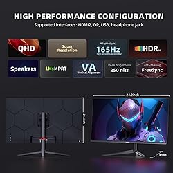 INFIEVO Gaming Monitor 27 Inch QHD 1440P Computer