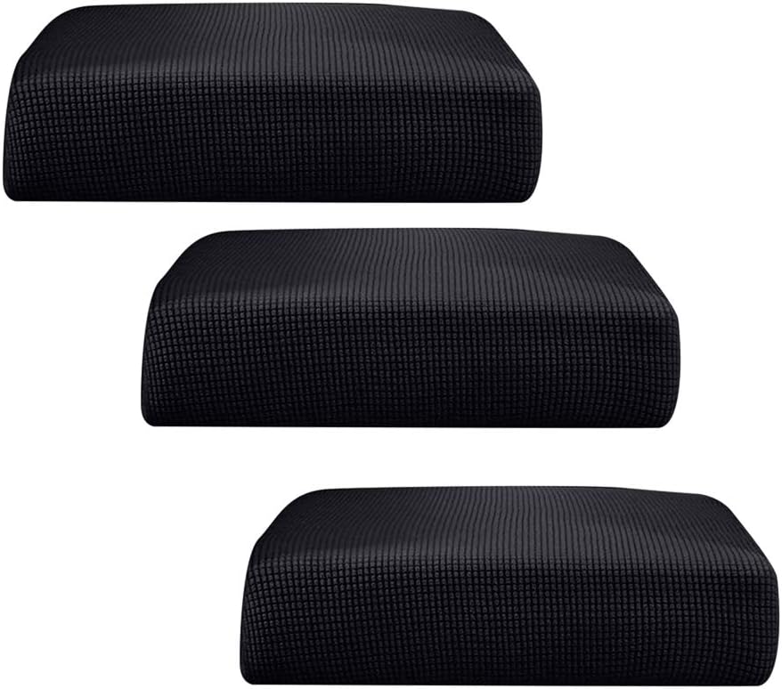 F Fityle 3Pcs Black_Size S Stretchy Sofa Futon Seat Cushion Covers