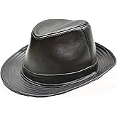 Yosang Men's Genuine Leather Fedora Porkpie Hat