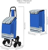 VOUNOT Folding Shopping Trolley on 6 Wheels Stair Climbing Cart 30L Blue view 8
