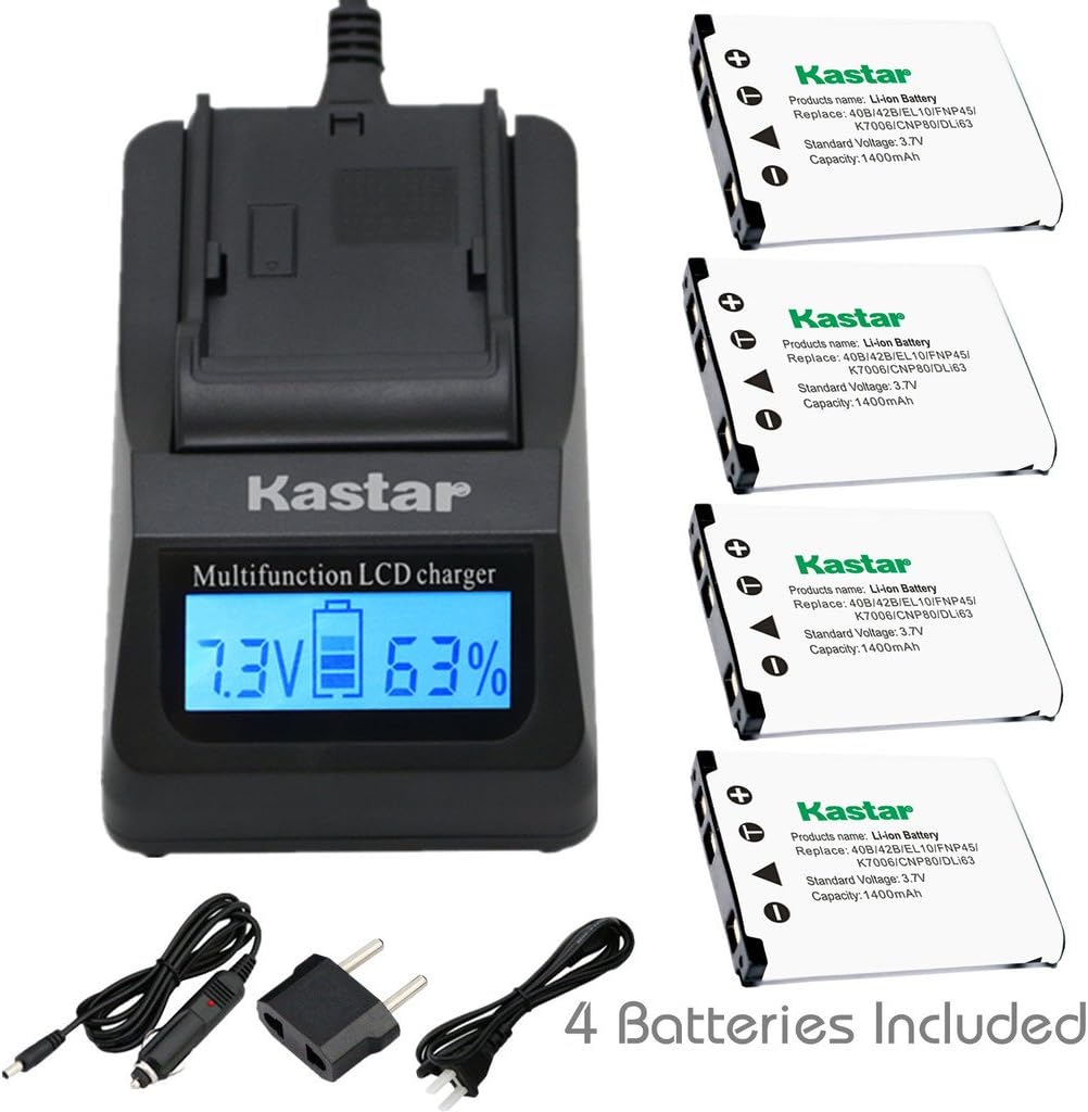 Amazon Com Kastar Ultra Fast Charger Kit And Battery 4 Pack For Casio Np 80 Mh 63 Work With Casio Exilim Ex G1 Ex H5 Ex H50 Ex H60 Ex Je10 Ex N1 Ex N5 Ex N10 Ex N Ex N50 Ex S5 Ex S6 Ex S7 Ex S8
