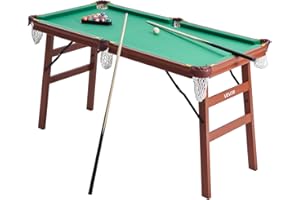 VEVOR Folding Pool Table, 4.5 ft Portable Billiards Tables, Foldable Space-Saving Entertainment Game Set Includes Ball, Cue, 