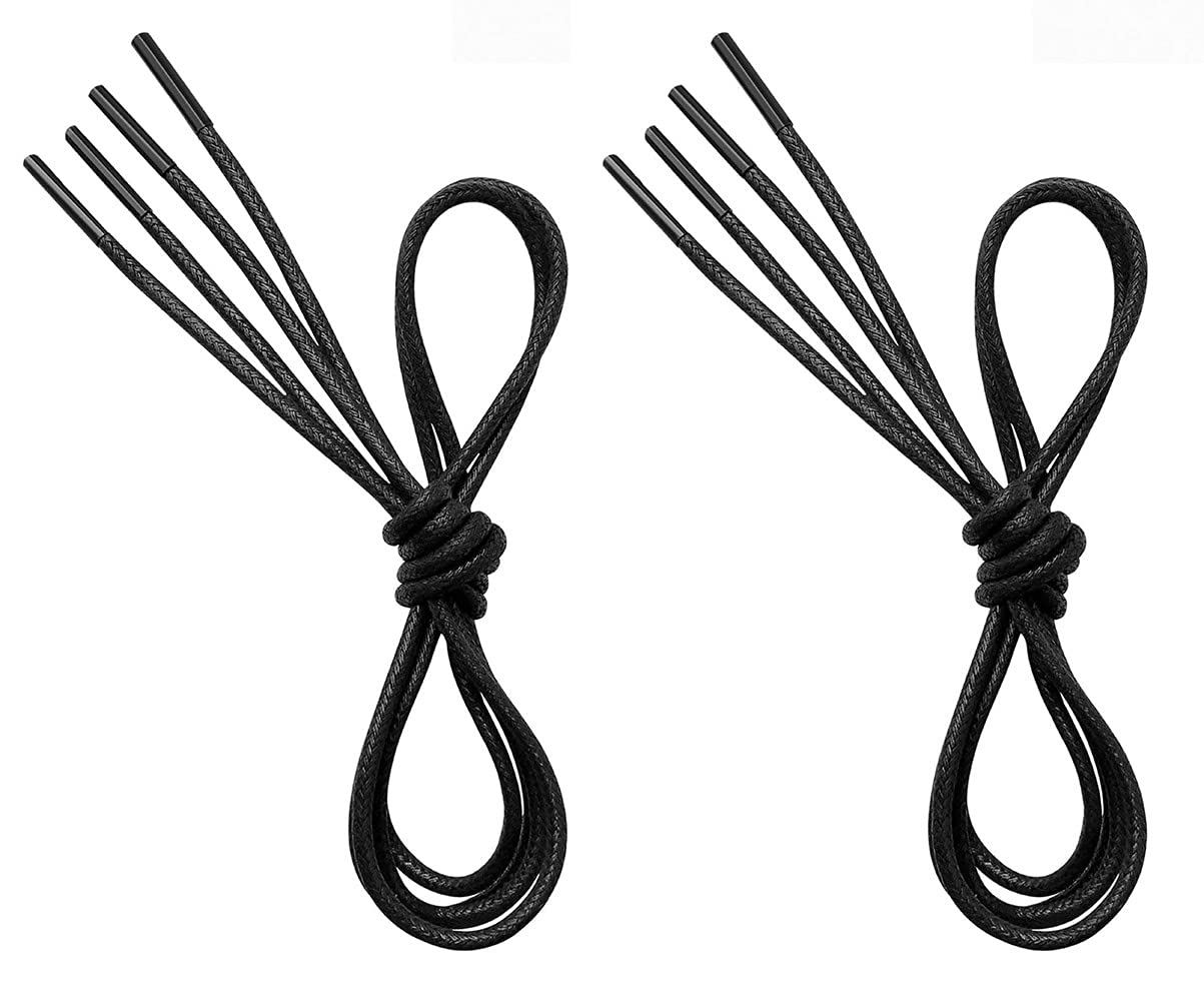 VSUDO 2 Pairs Waxed Round Dress Shoe Laces for Mens Dress Shoes, 1/8