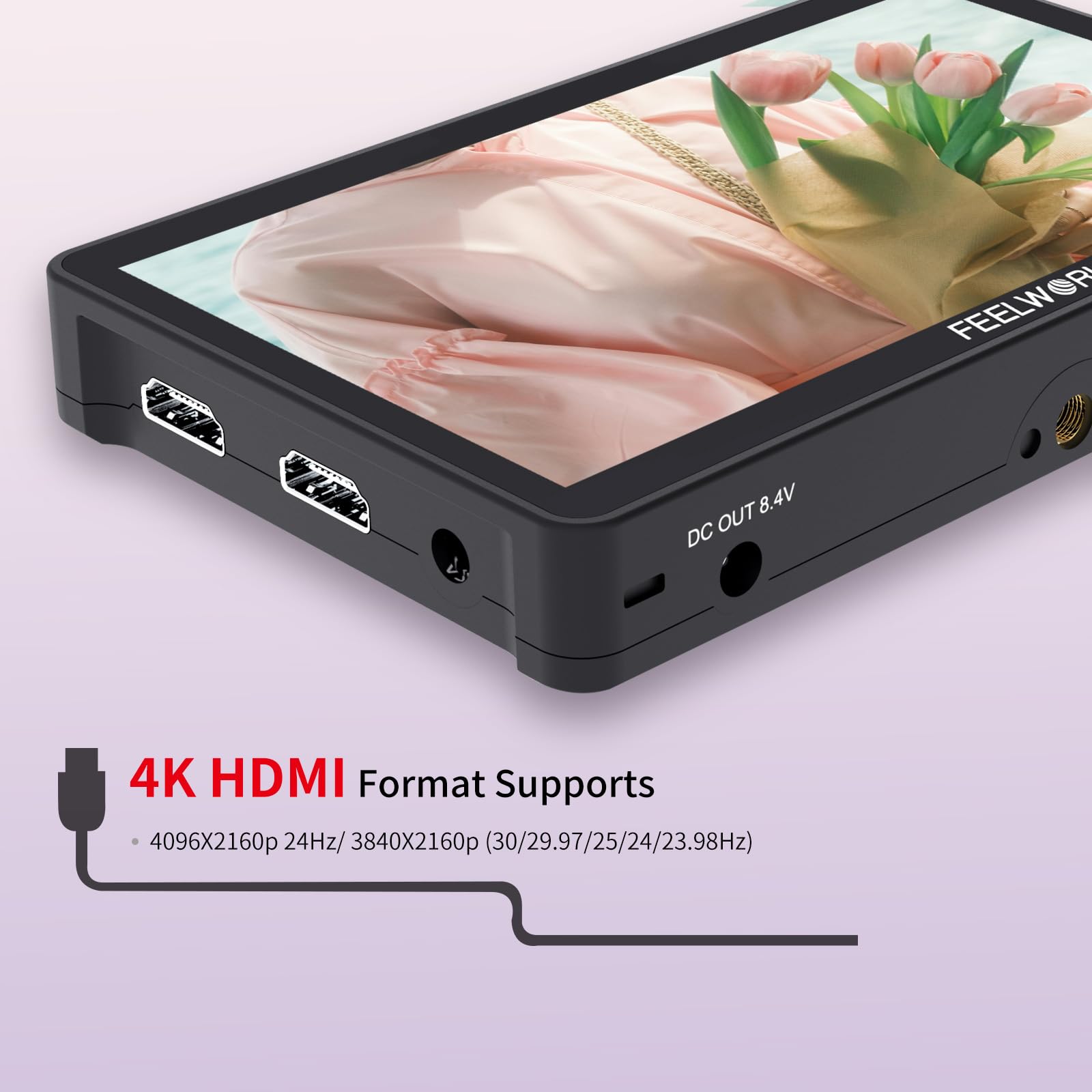 FEELWORLD F5 Pro V4 6 Inch Touch Screen DSLR Camera Field Monitor with 3D LUT F970 External Kit Install for Power Wireless Transmission IPS FHD1920x1080 4K HDMI Input Output 5V Type-c Input Tilt Arm