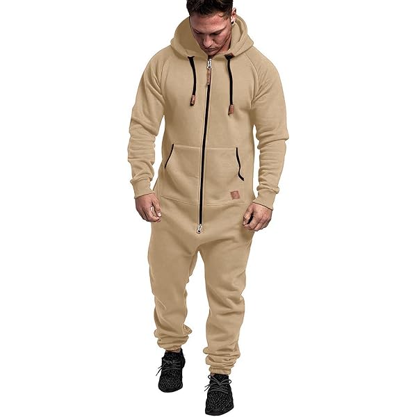 Amazon.com: Mens Onesie Zip Up Jumpsuit Hooded Rompers One Piece