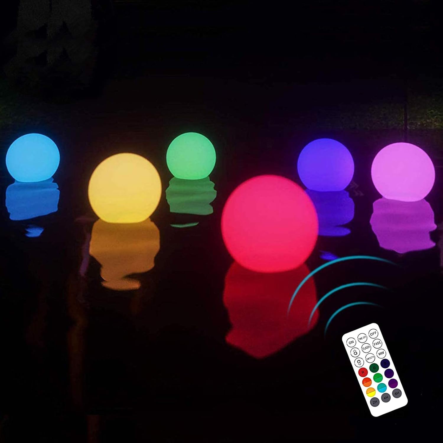LOFTEK Poollicht LED Licht RGB Wasserdichte Poolbeleuchtung Farbwechsel Schwimmende Kugel Lampe Nachtlicht Dekolicht mit RF Fernbedienung für Pool Garten Baum Teich Party Fest, 6 Stück