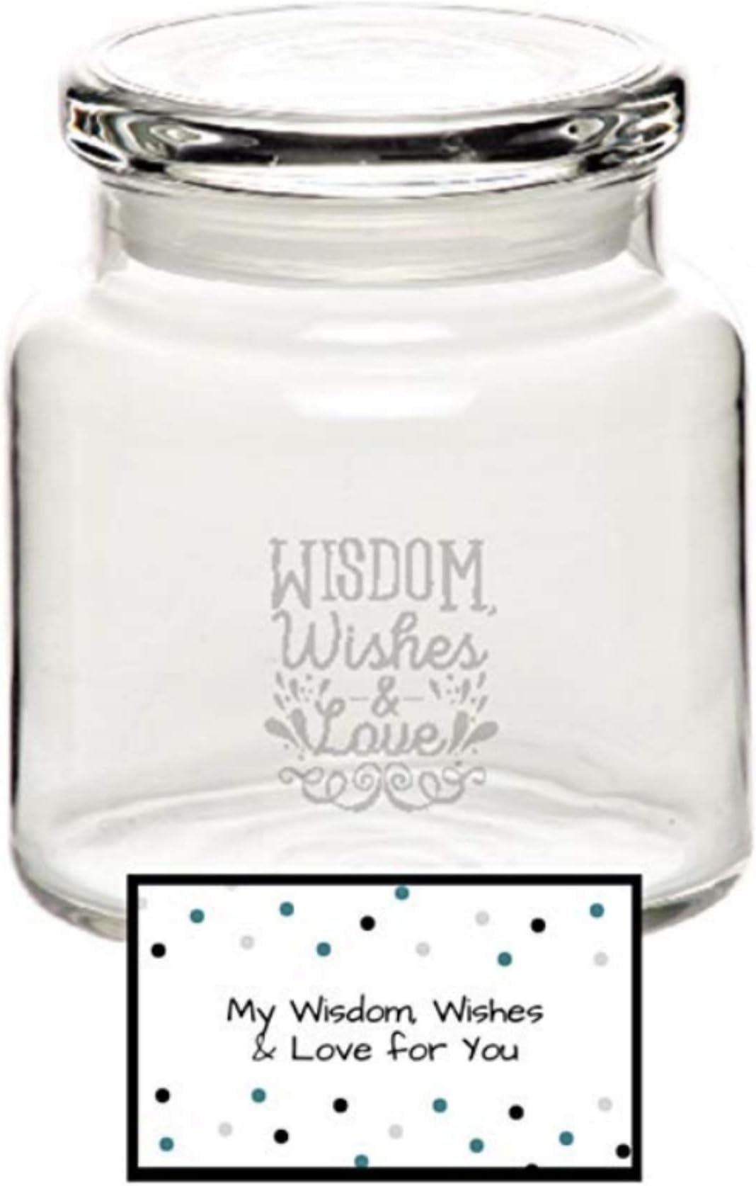 Wish Jar Unique gift for retirements, birthday parties, going away parties or any special occasion - laser engraved 16 oz glass jar for offering words of wisdom, advice and love, comes with a stylish