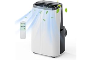 DENBIG Portable Air Conditioner for Rooms up to 450 Sq. ft, 12,000 BTU 3-in-1 AC unit with Dehumidifier and Cooling Fan with 3 Speeds, Digital Display, Remote Control, 24-hour Timer, Window Vent Kit