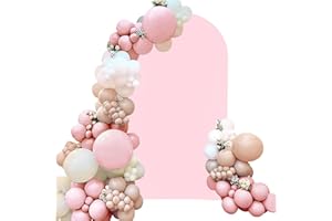 FIVENL Spandex Fitted Wedding Arch Cover 5FT Pink Arch Backdrop Cover, Round Top Chiara Backdrop Stand Covers for Wedding Birthday Party Baby Shower Banquet Arch Decoration (Pink, 5FT)