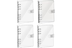 SKTMH 4Pack A5 Clear PVC Binder 6-Ring Notebook Binder Transparent Loose Leaf Binding Covers Refillable Notebook Round Ring B
