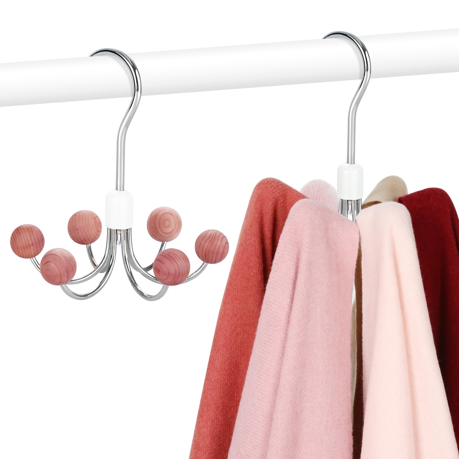 Photo 1 of TOPIA HANGER Hoodie Hangers 2-Pack with 6 Cedar Balls, 360°Swivel Purse Hanger, Scarf Hanger, Closet Hooks, Handbag Organizer, Bra Hanger, Accessory Organizers for Scarf, Tanktop, Hat, Hoodie CT43C