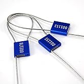 500 pcs Numbered Security Cable Seals Tamper Resistant Shipping Label Steel Metal Tags-Ties Pull Tight Truck Door Lock Disposable Self-Locking Security Strap (Blue)