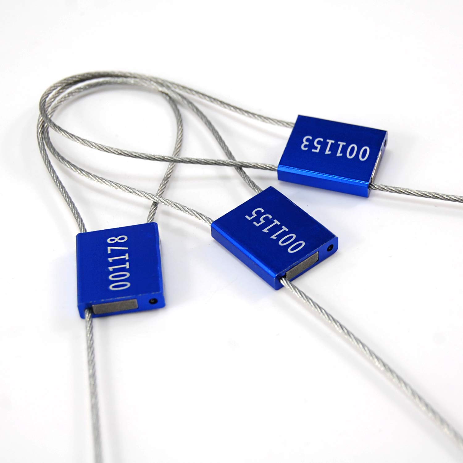 50 Blue Steel Cable Seals Metal High Security Tag Numbered Truck