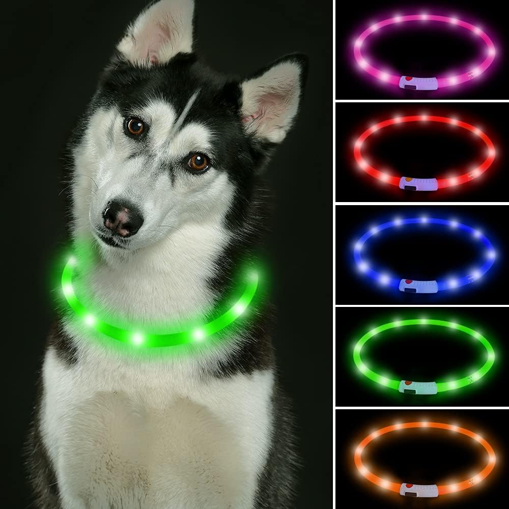 Vizbrite Led Dog Collar, USB Rechargeable Flashing Pet Safety Collar, Cut to Revise Length Dog Collar for Small Medium Large Dogs