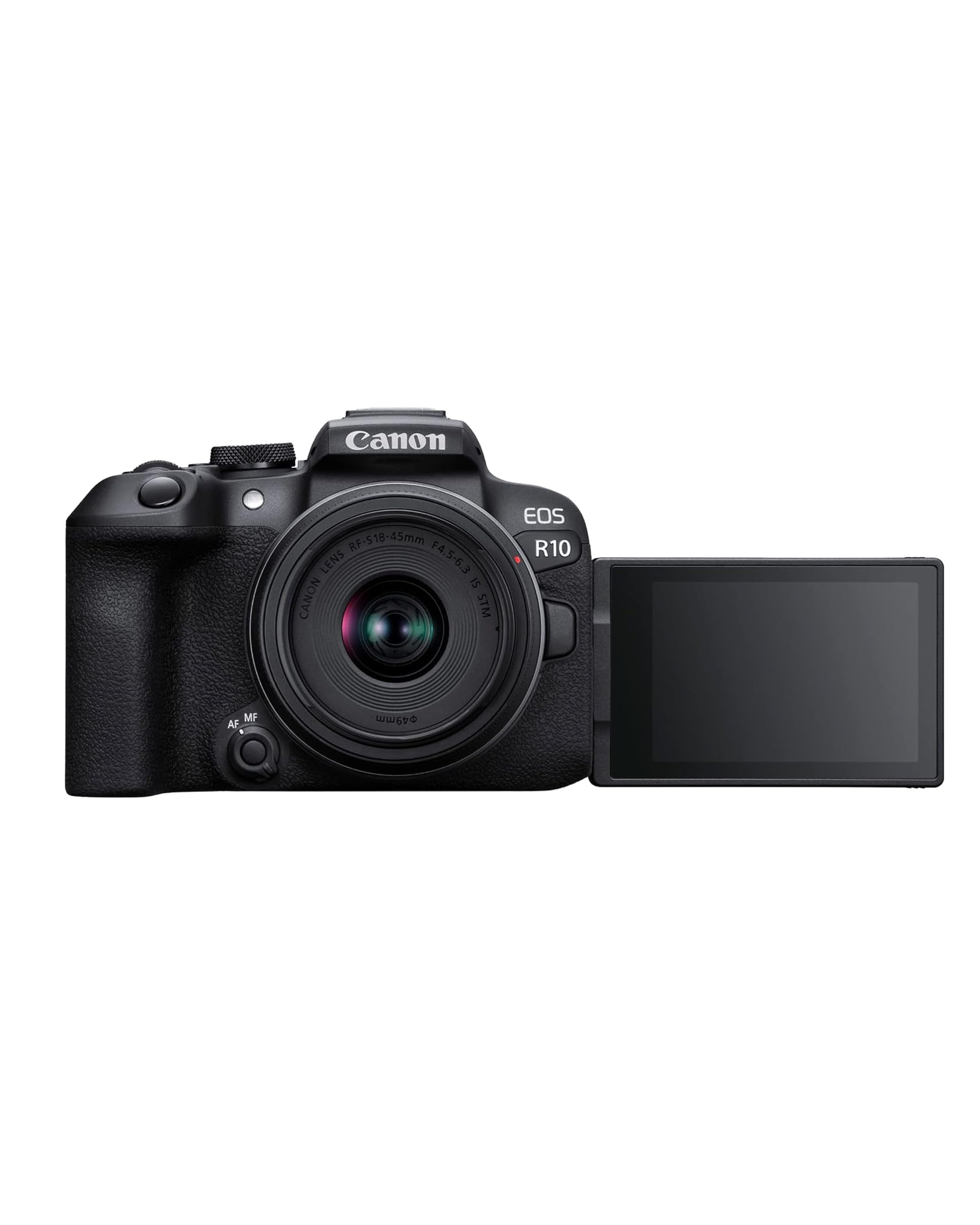 Canon EOS R10 Systemkamera + RF-S 18-45mm F4.5-6.3 is STM Zoomobjektiv (24.2 MP, 4K Videokamera, APS-C Sensor, Kamera mit Deep Learning AF II, STM, WLAN, Bluetooth, ideal für Content Creator)