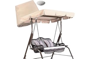 KFBVDR Swing Canopy Replacement top,Sun Protection Cover Patio Swing Canopy Cover 2 seat Swing Canopy Replacement 210D Waterproof and UV Resis Outdoor Garden Furniture Covers (65 * 45 * 6inch,Beige)