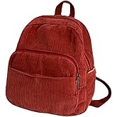 Eagerrich Small Mini Backpack Purse for Women Travel Corduroy Bag for Women Cute Aesthetic(Red)