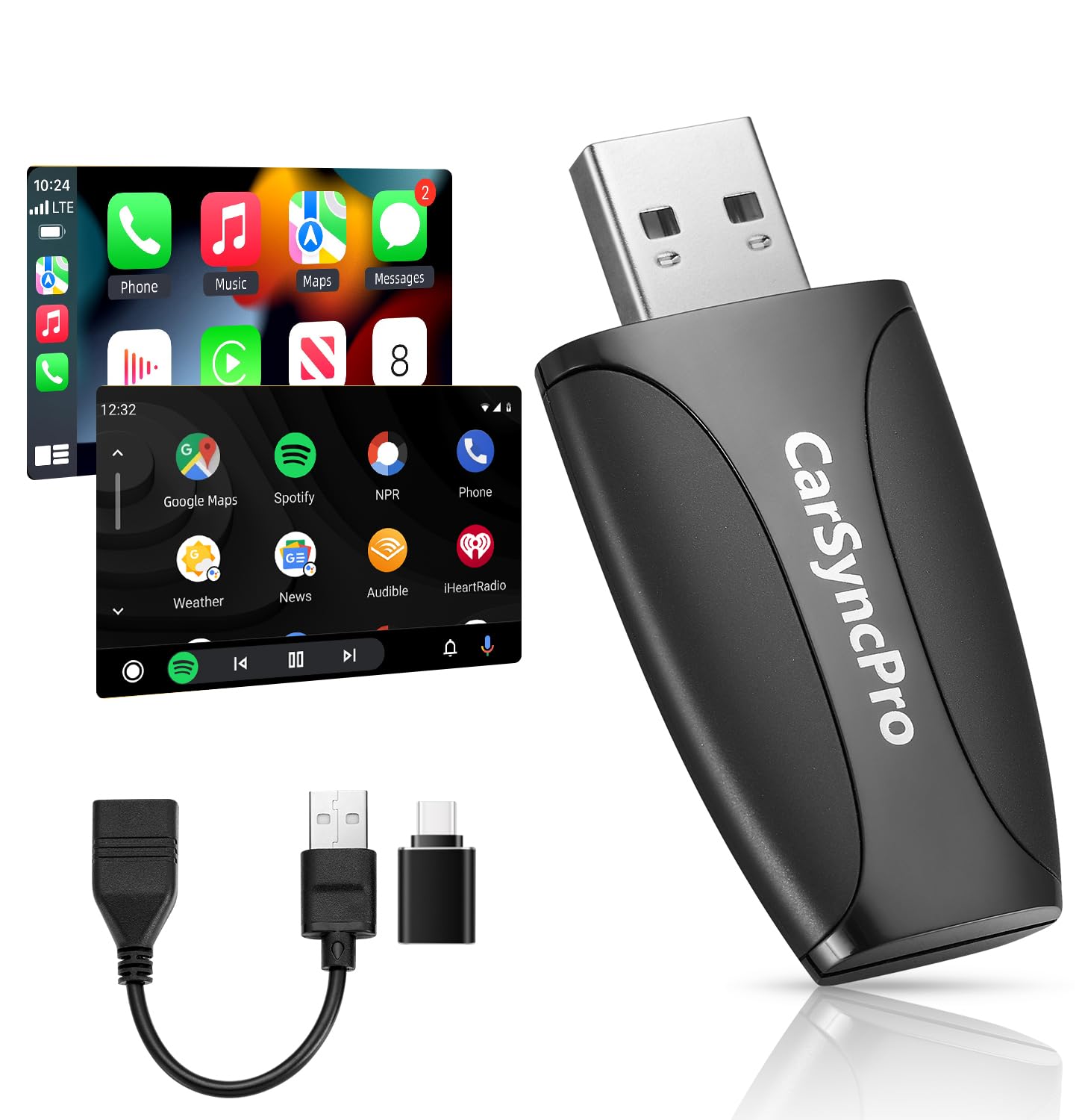 Photo 1 of **UNTESTED**
carsyncpro Benz Wireless CarPlay Adapter, Wireless CarPlay/Android Auto for Mercedes with Wired CarPlay, USB-C/USB-A, Quick Auto-Connect, Stable Control,(A/C/E/S/CLA/CLS/GLA/GLB/GLC/GLE/GLS/G-Class)