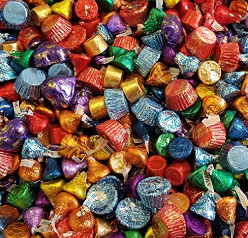 Rainbow Candy Assortment - Rolo Caramel, Reese's Cups, Kisses Milk Chocolate, Hershey's Hearts Candy - Rainbow Wrapping, Mother's Day Candies, Bulk Candy, 3 Lbs